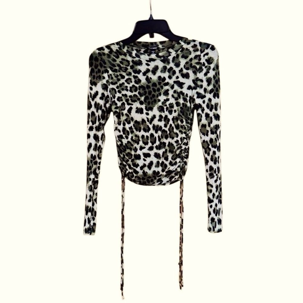 Fashion Nova Black and Green Ruched Crop Top Size XS